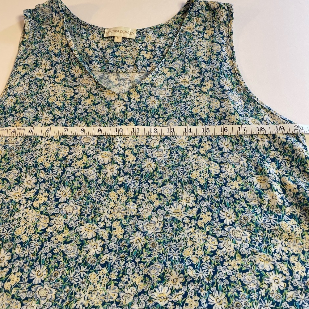 Cynthia Rowley Ruffle Hem Blue Floral Tank Top Size Medium - Picture 10 of 10